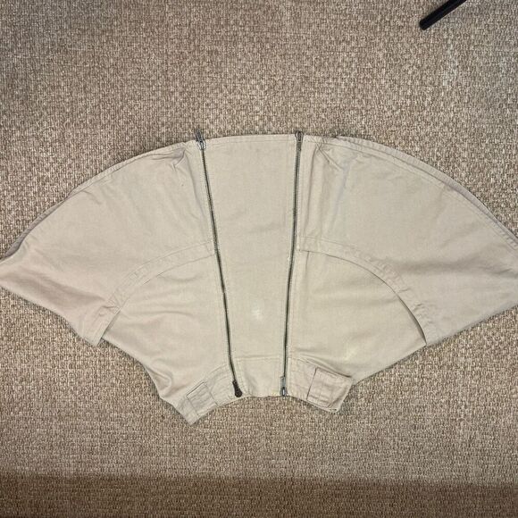 (NUDE) Beige Layered Flared High Rise Ruffle Denim Skirt Size 28 - Picture 4 of 9